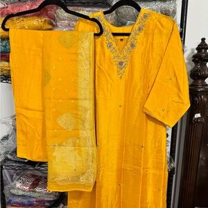 Yellow Embroidered Kurta Set